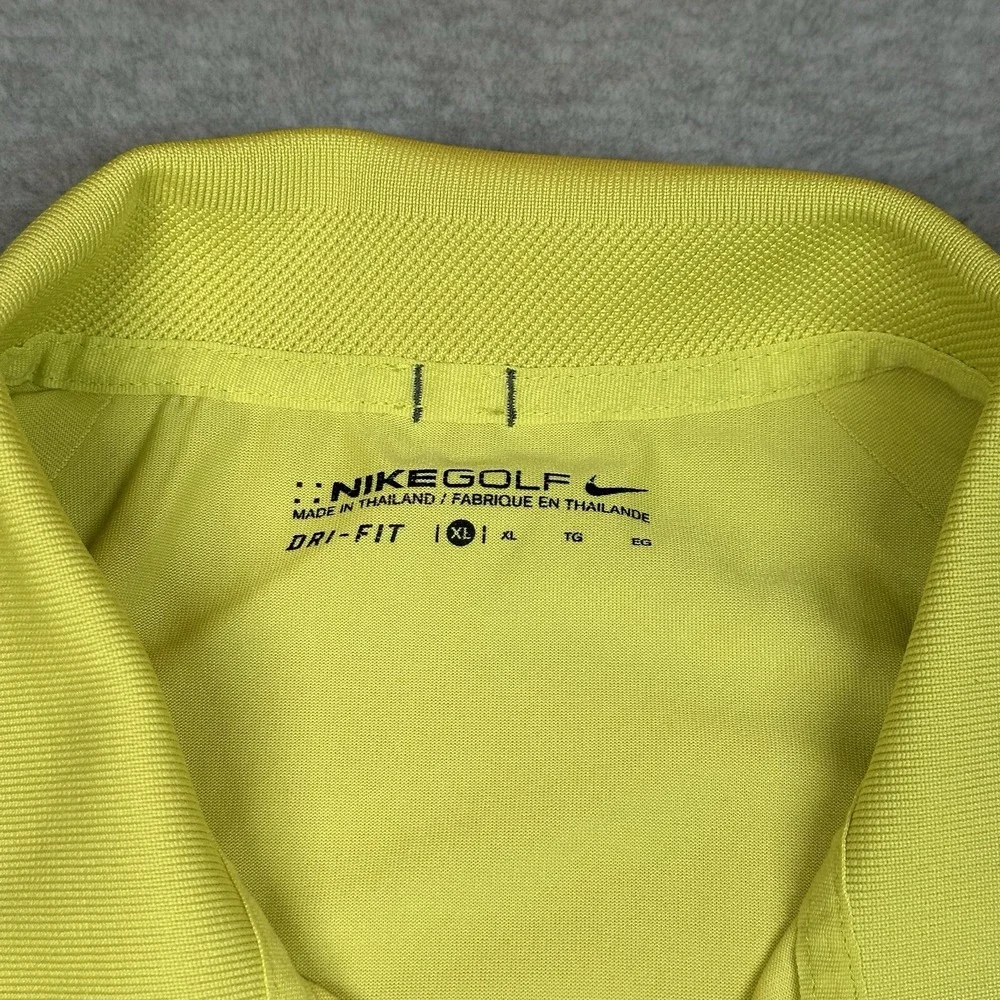 Nike Golf Polo Mens XL‎ Dri Fit Yellow Textured Pattern Stretch